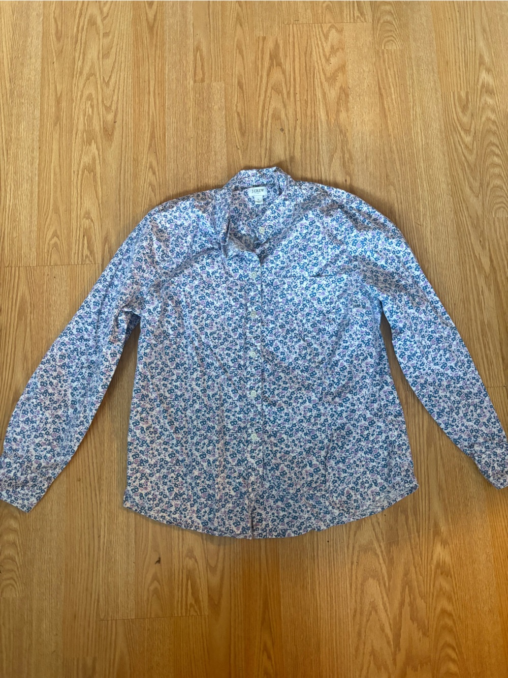 J. Crew Blue and White Floral Button-Down Shirt